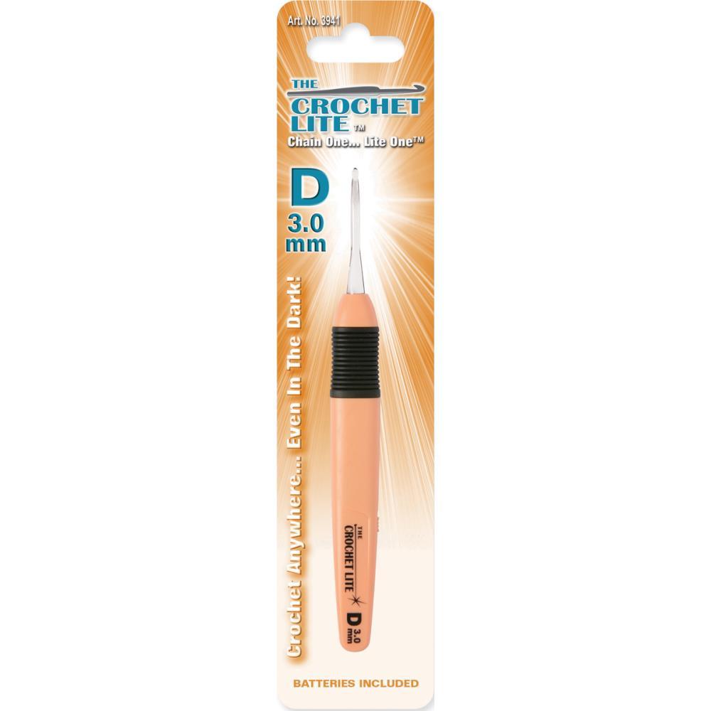 THE CROCHET LITE Crochet Hook Size D or 3.0 mm Crochet Light Up Crochet Hook NEW