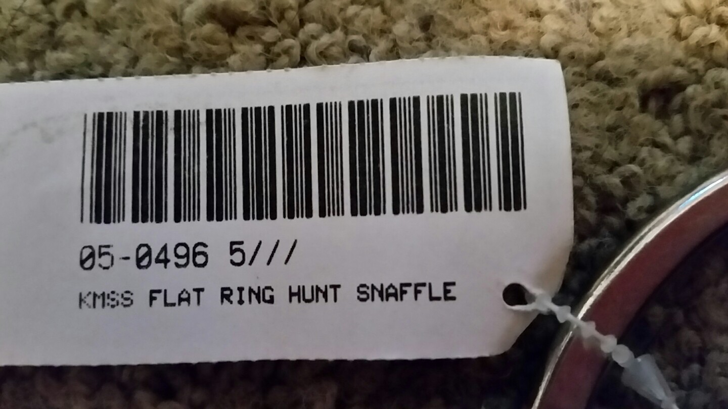 NEW, KMSS FLAT RING HUNT SNAFFLE BIT, 5" stainless steel