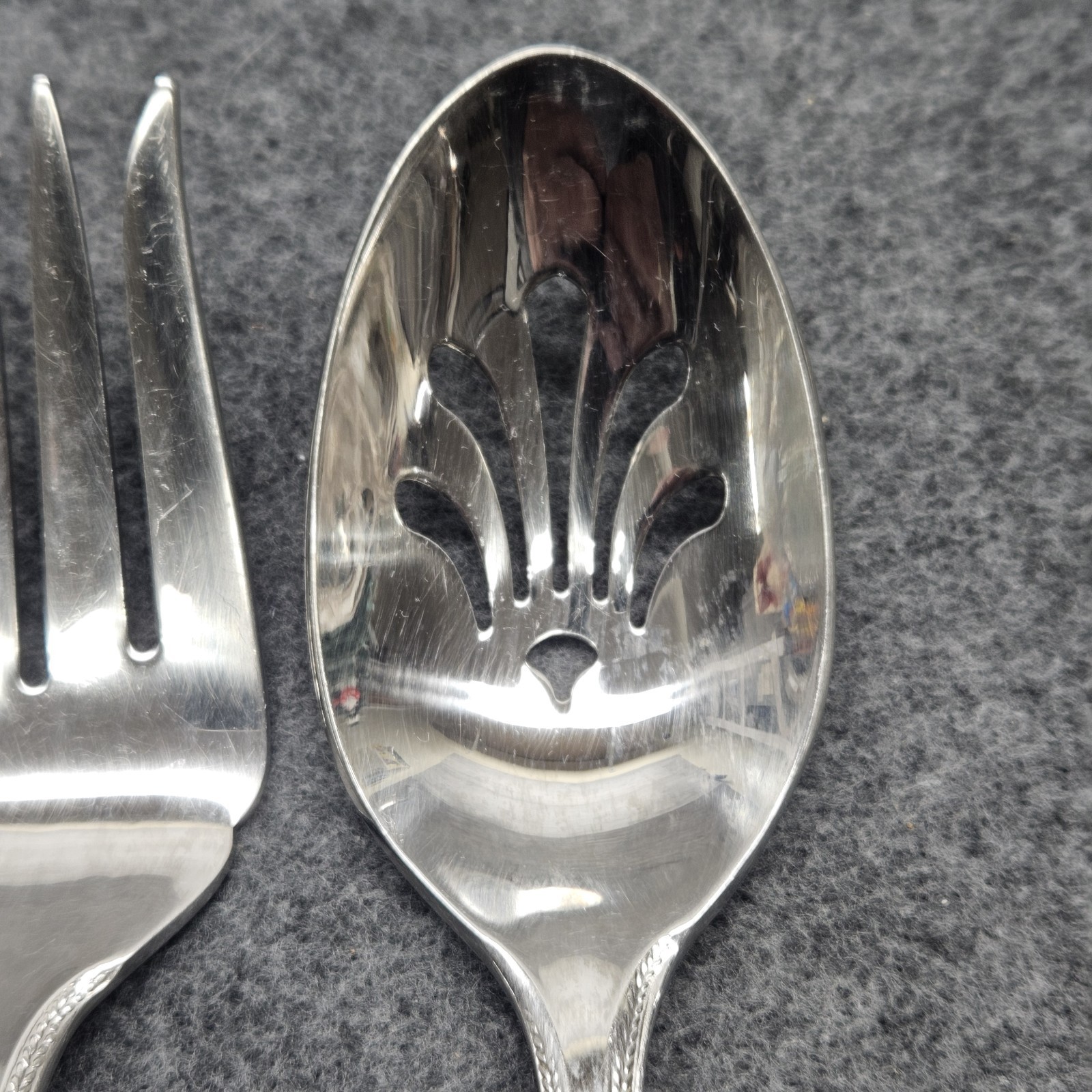 Gorham Braid Serving Hostess Set Spoon Slotted Fork Stainless Flatware Lot (3)