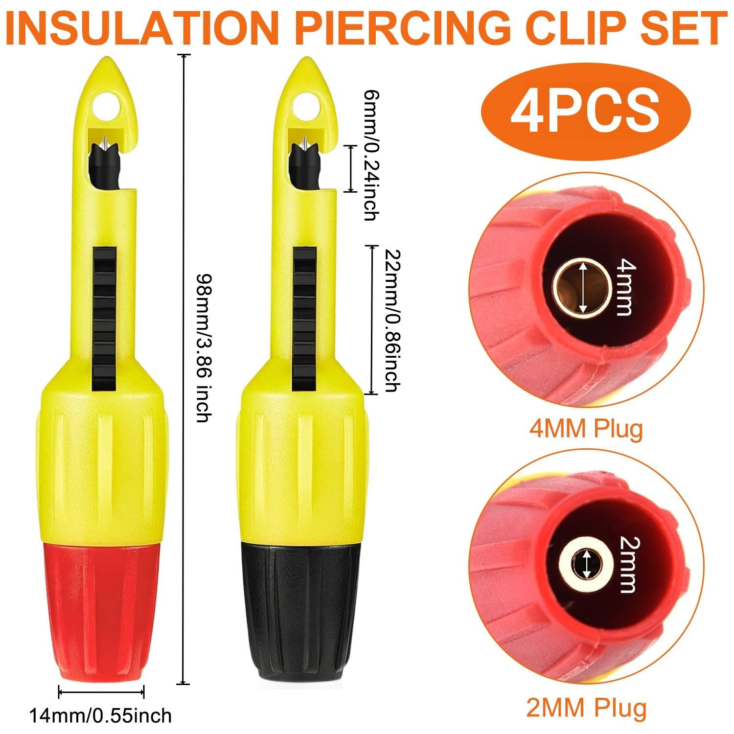 4Pcs Wire Piercing Probe, Insulation Piercing Clip Set Wire Piercing Tool for Mu