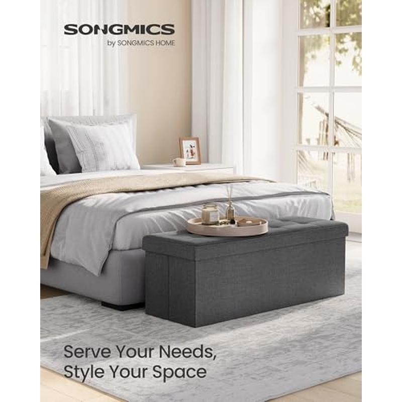 Folding Storage Ottoman Bench Comfortable Foot Rest Sturdy Chest Home Use