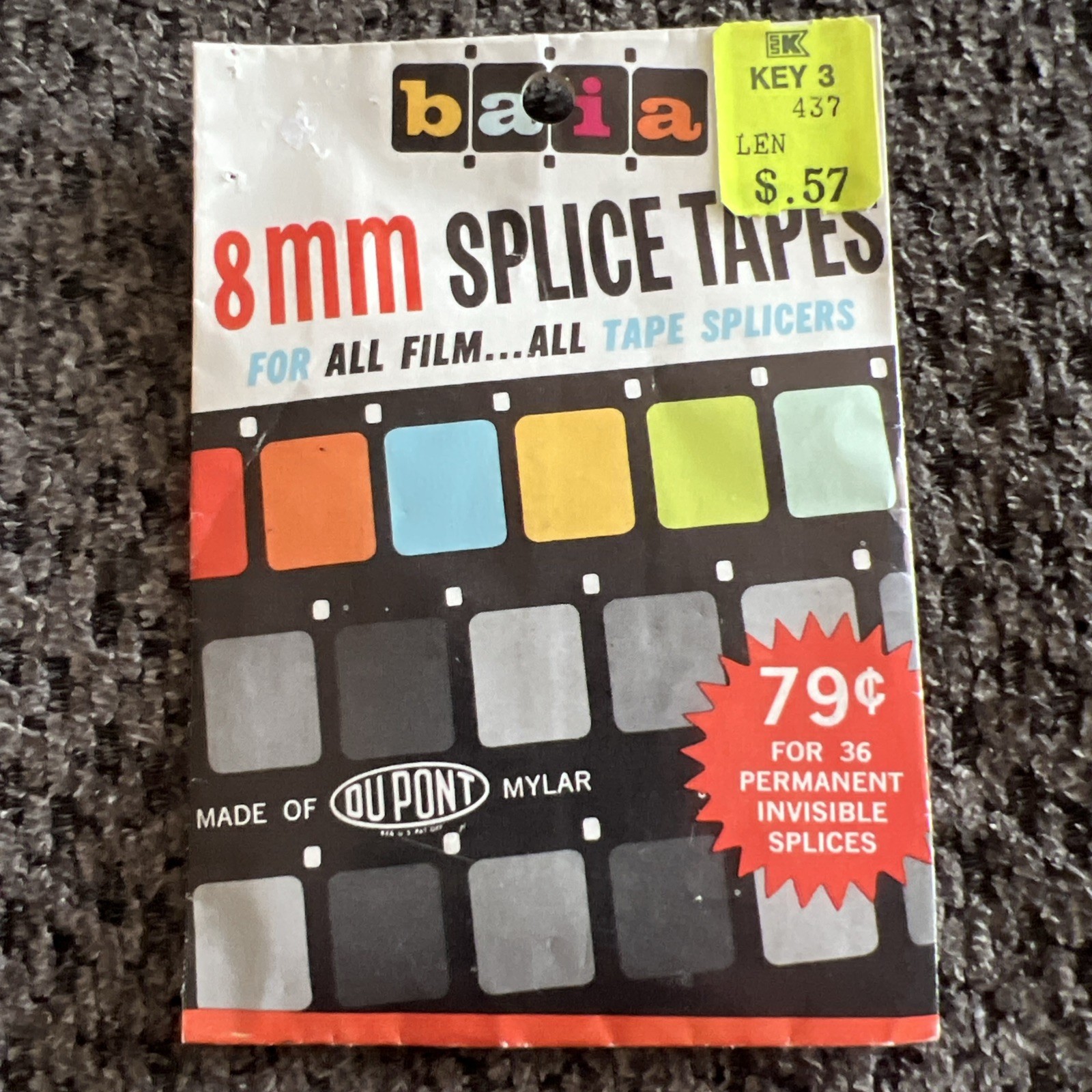 BAIA 8mm SPLICE TAPES FOR HOME MOVIE EDITING made in Michigan - unopened package
