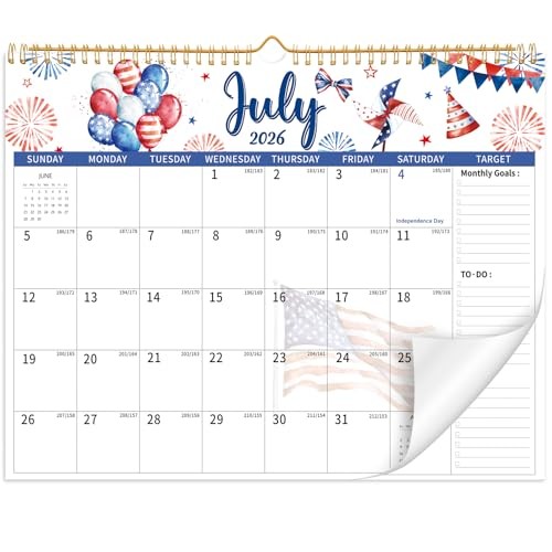Wall Calendar 2026-2027, 18 Month Large Desk 2026.7-2027.12Festival Watercolor