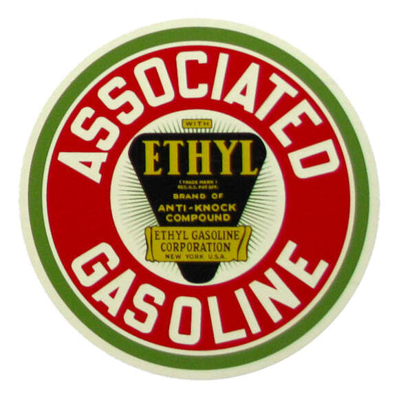 FITS VINTAGE ASSOCIATED GASOLINE ETHYL GAS Motor OIL PUMP CAR BOAT STICKER DECAL