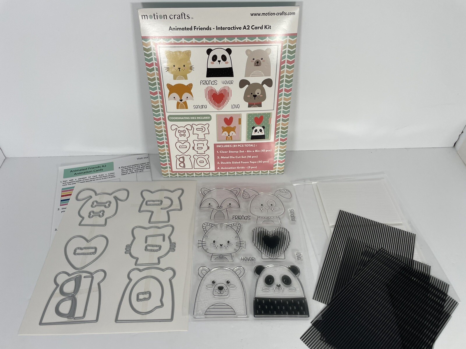 Pet, Dog, Cat, Animated Friends Interactive A2 Card Kit w/ Stamp Set, Grids Tape