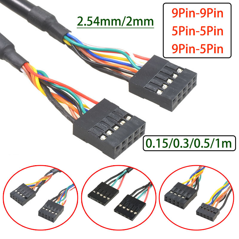 PC Computer Motherboard Female to Female 5Pin / 9Pin 2.54mm 2.0mm Cables Adapter