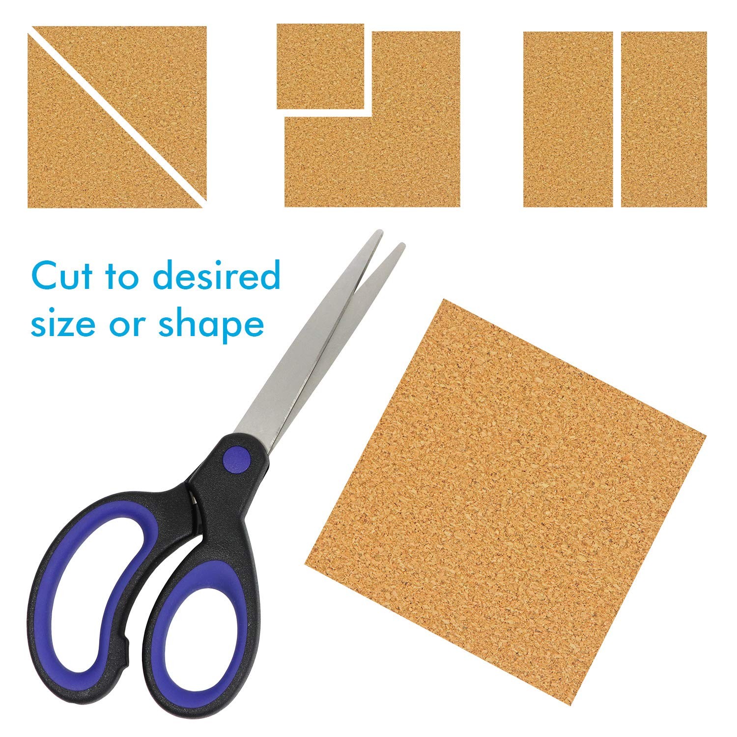 Cork Squares Self-Adhesive Backing Sheets 25 Pack 4 x 4 Inches for Coasters