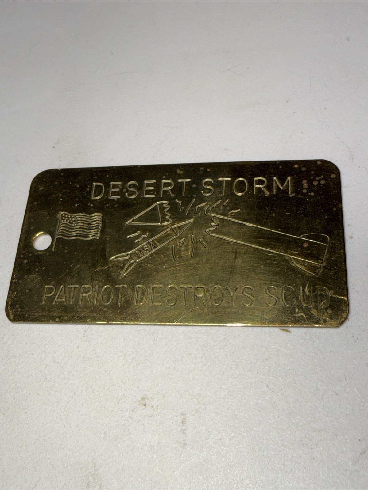 Desert Storm Metal Keychain Veterans Iraq Armed Forces Military Silver Tone