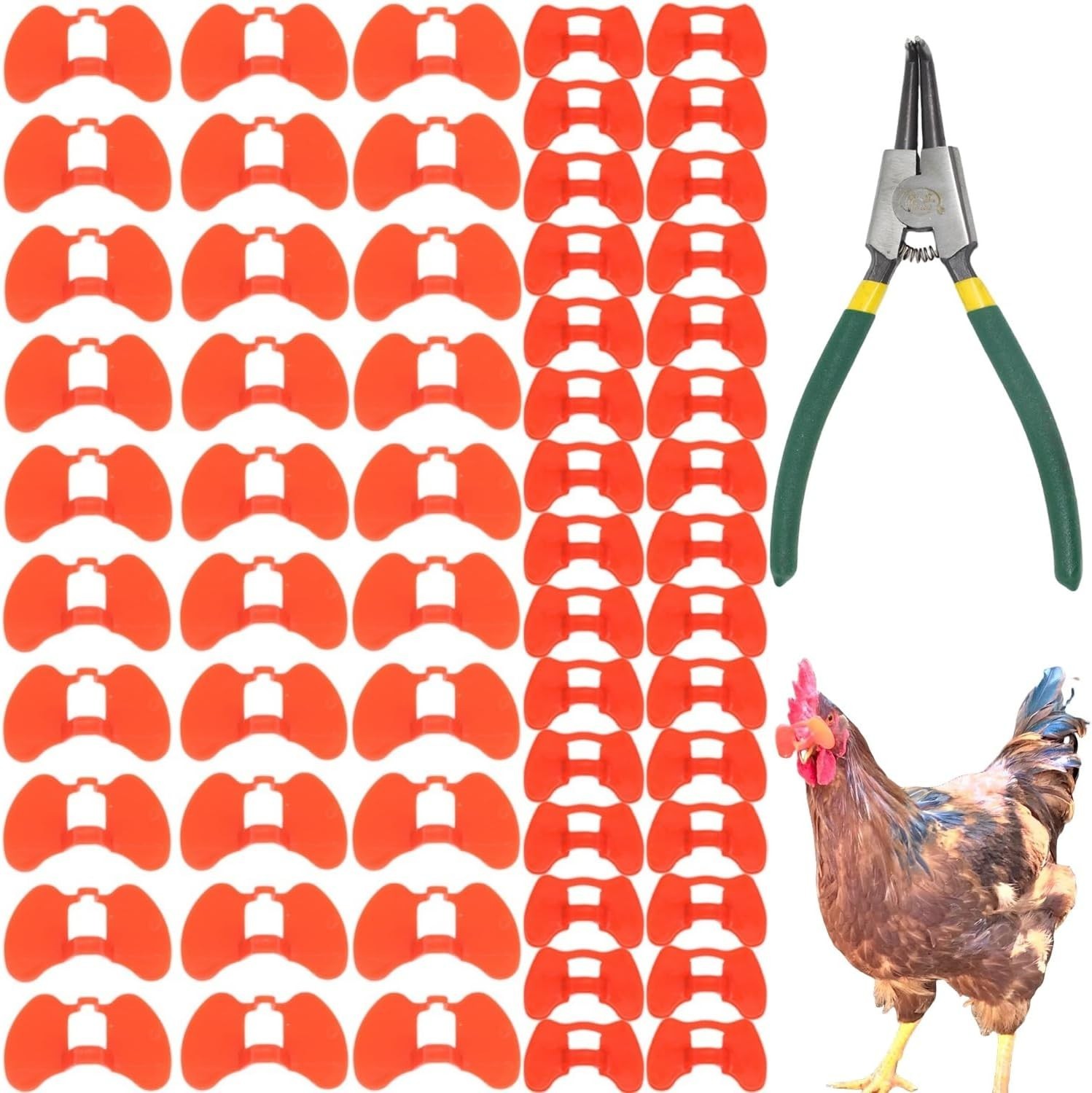 Gafas antipicoteo para gallinas, 61 piezas con alicate, varios tamaños.