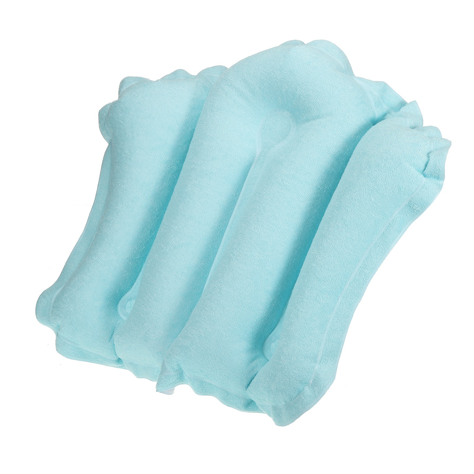 Inflatable Bath Pillow with Suction Cups, Terry Cloth Covered, Blue