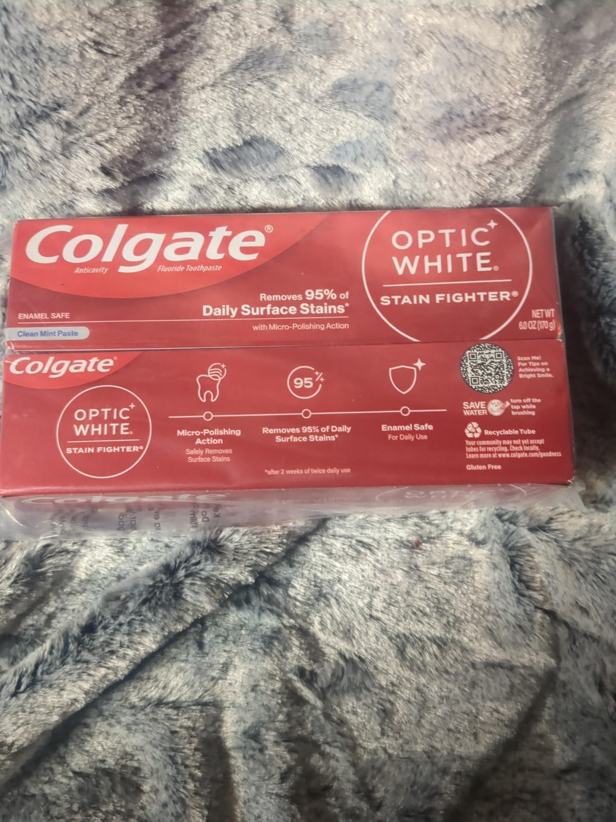 2 Optic White Colgate Toothpaste Stain Fighter Fresh Mint Gel 6oz Baking Soda
