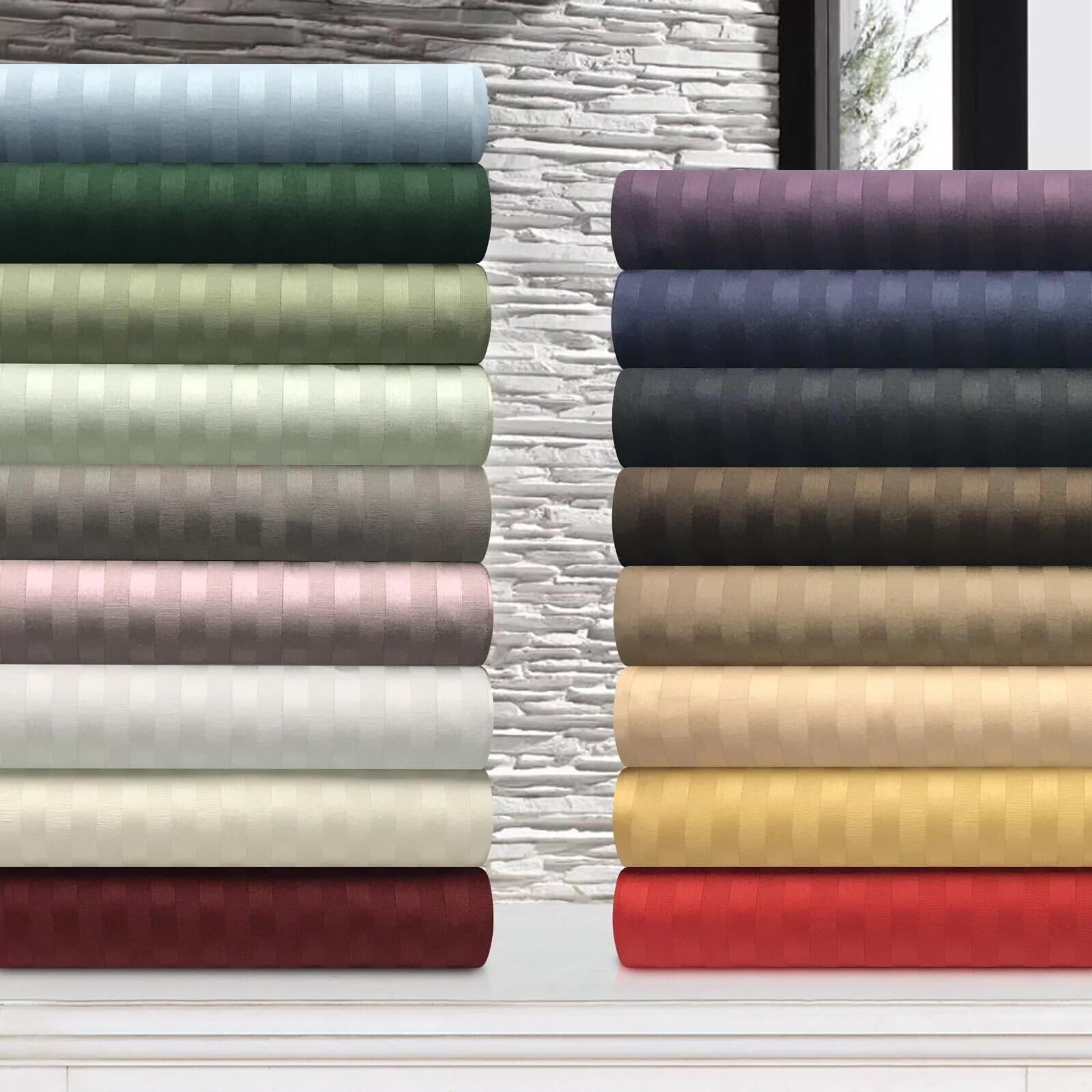 1000-1200 TC EGYPTIAN COTTON PREMIUM 2 PCs PILLOW CASE SET STRIPE COLORS