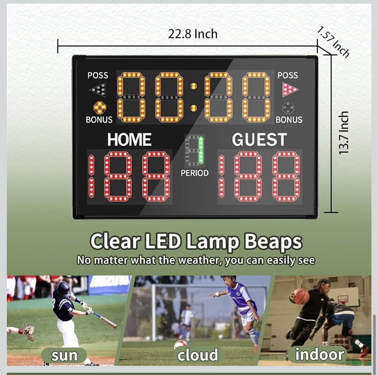 Battery Powered Digital Electronic Scoreboard with Bag Tripod Wireless Remote