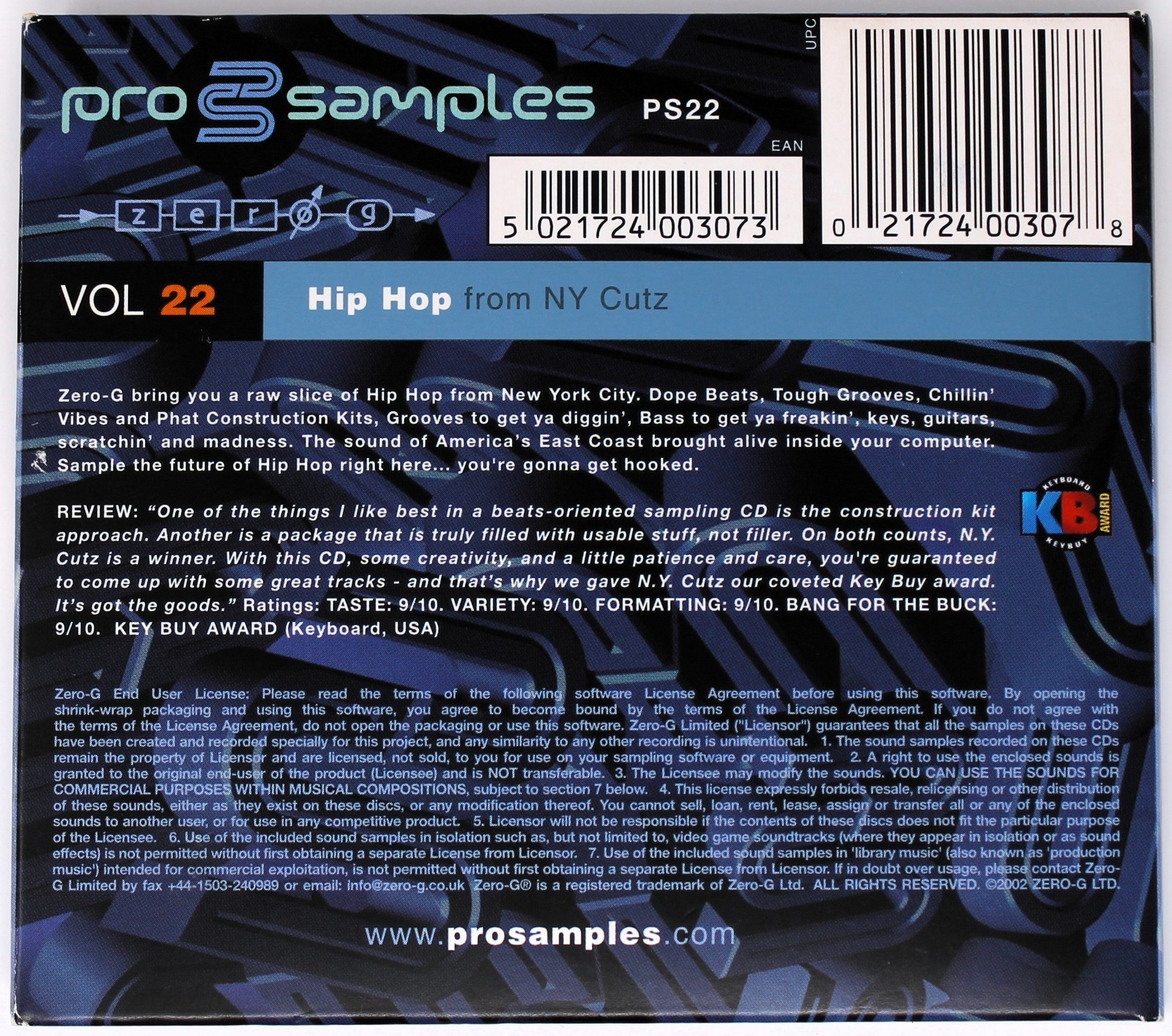 Zero-G Pro Samples 22 Hip Hop Sample Library/Sound Library/Sampling Double CD