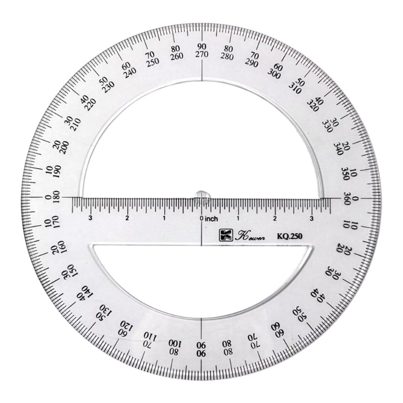 25cm Round Protractor Ruler Full Center Angle 360 Degree Circle Protractor
