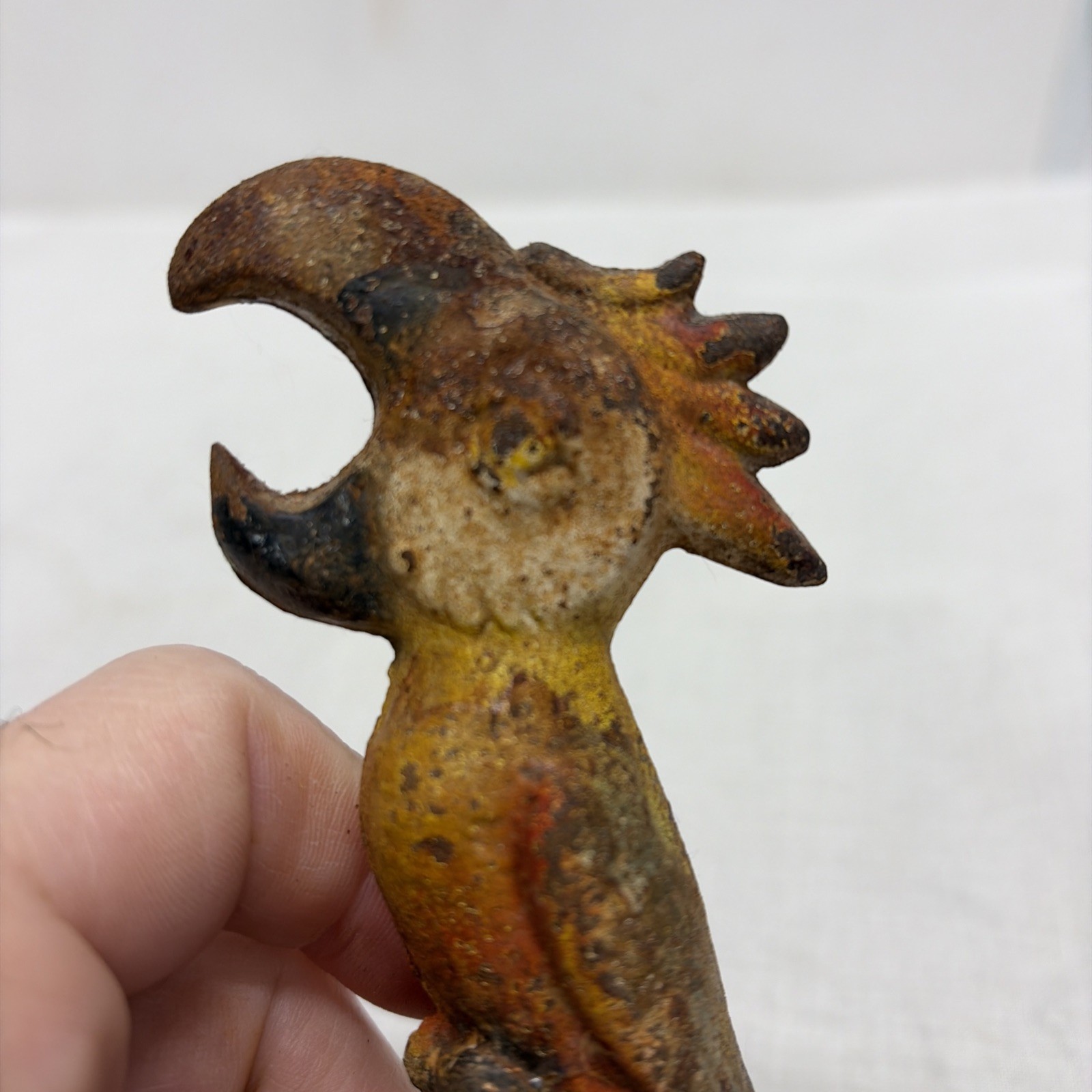 Vintage John Wright Cast Iron Parrot Macaw Perched Bottle Opener