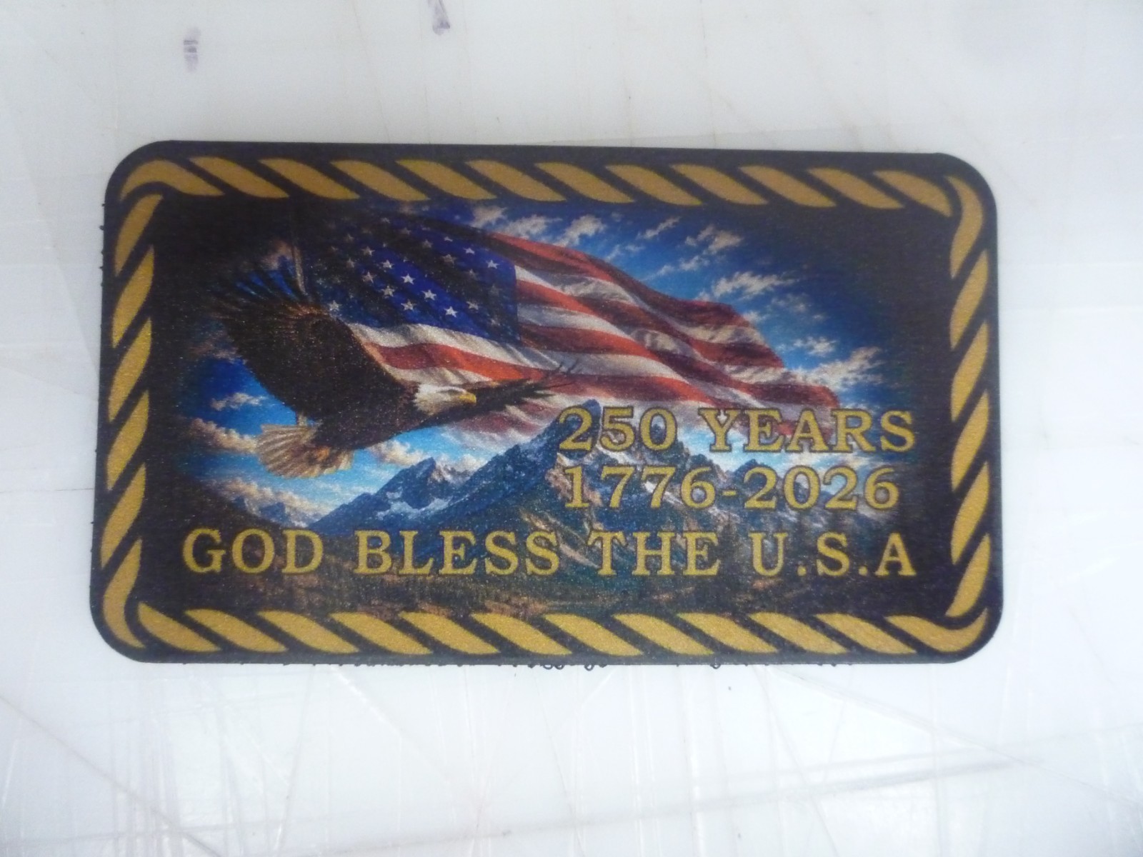 250 YEARS USA PATCH 3.5" x2" 3M REFLECTIVE WITH VELCRO® BRAND FASTENER
