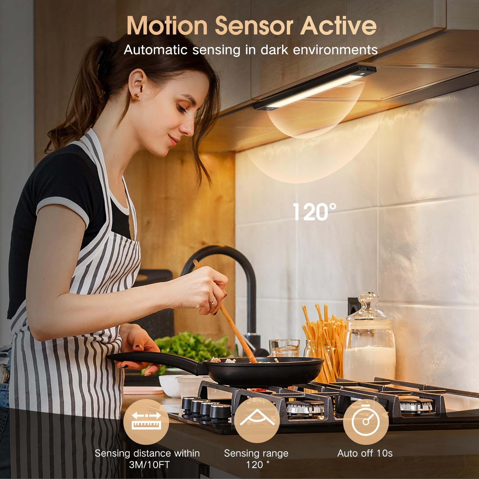 2 Pack Wireless Rechargeable Cabinet Lights Motion Sensor