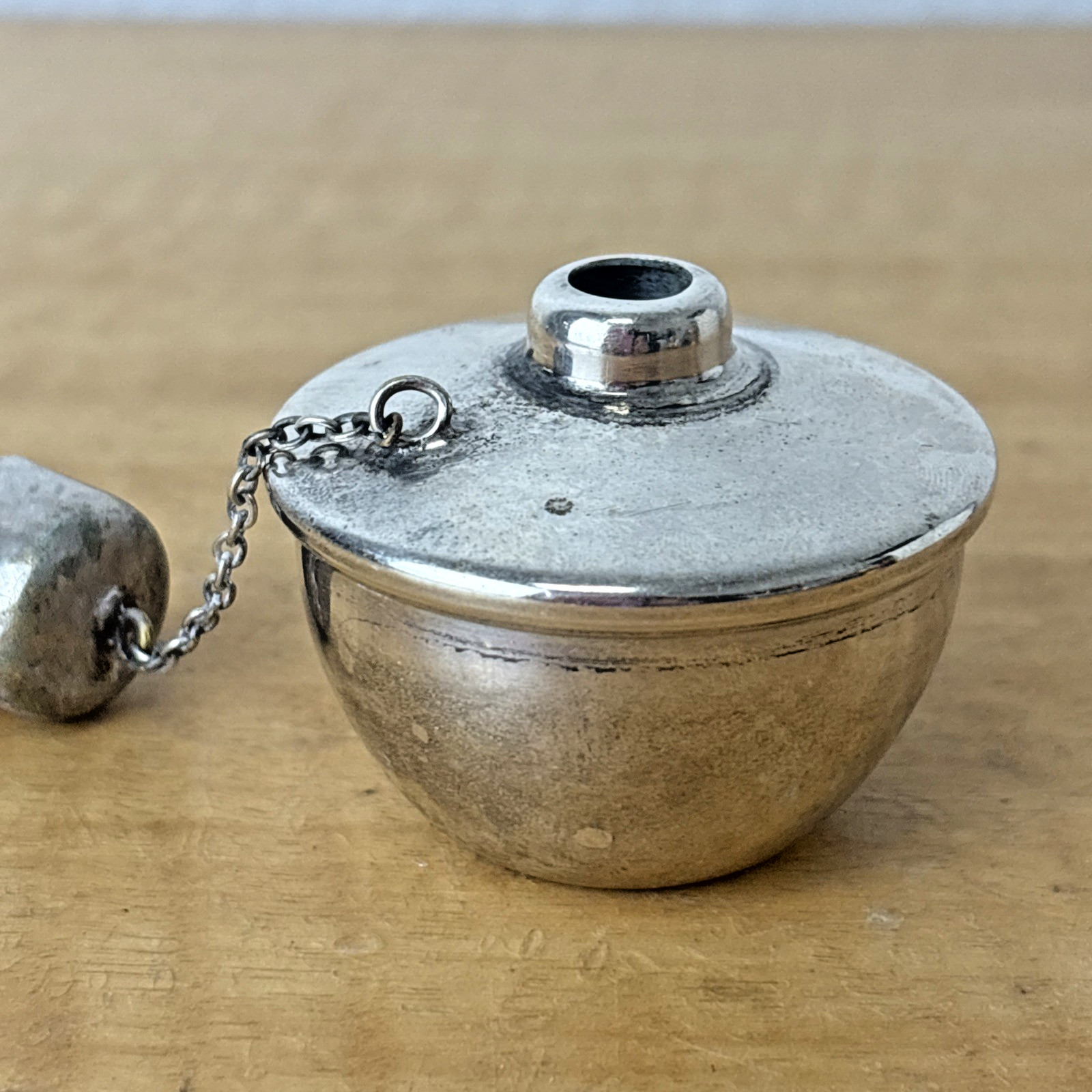 El De Uberti Silver Miniature Oil Lamp or Condiment Jar