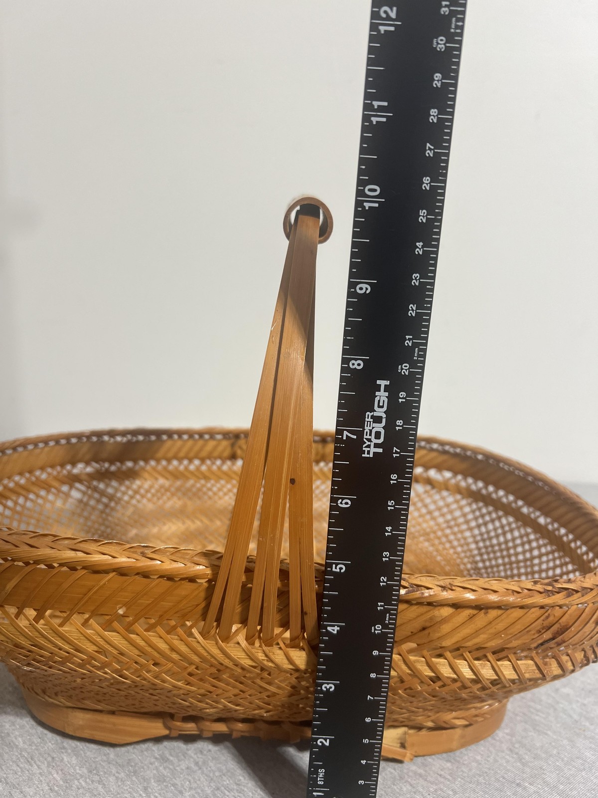Wicker Wood Trug Basket Medium 15x10x10in Rectangular Country Handle Brown