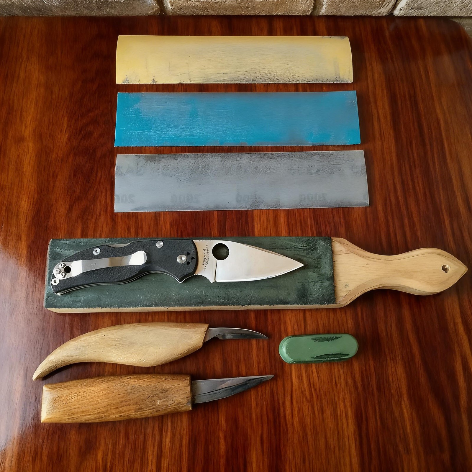 12x2 Inch Medium DoubleSided Leather Strop Paddle Sharpening Honing Kit