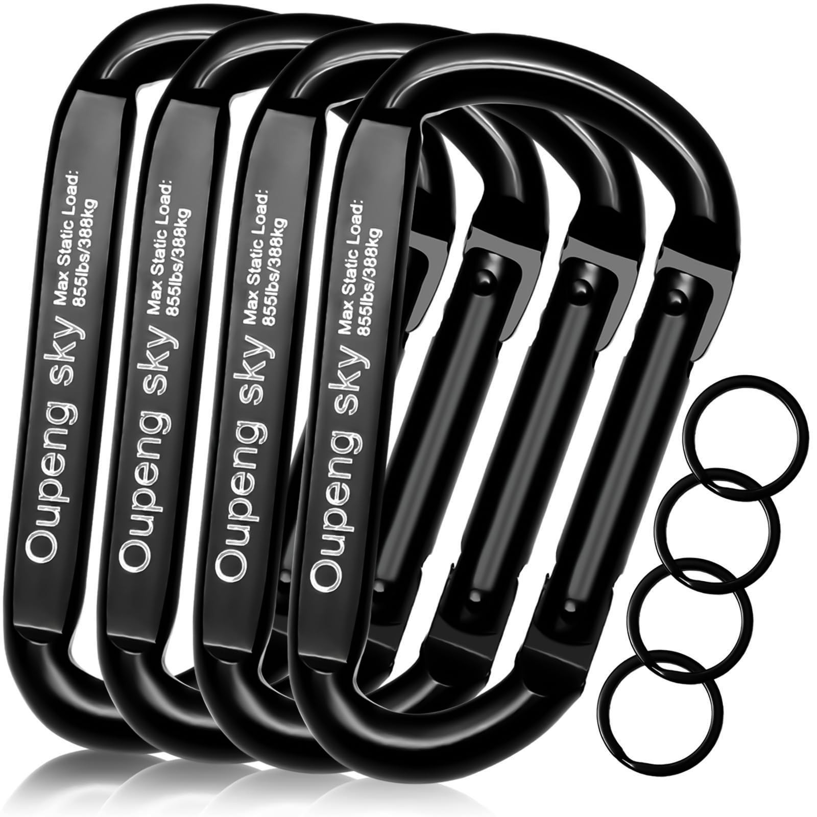 Carabiner Clip, 4 Pack, 855lbs，3" Heavy Duty Caribeaners for Hammocks, Campin...