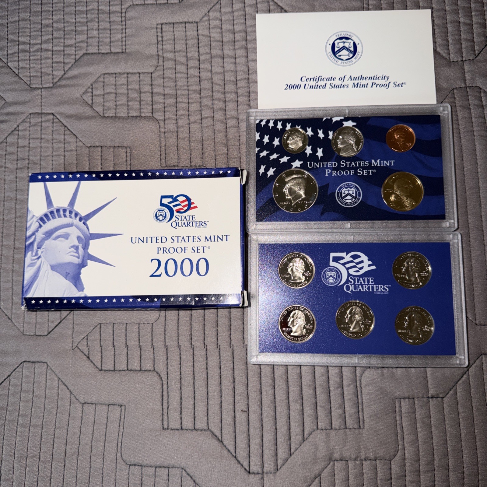UNITED STATES MINT PROOF IN 2000 WITH 10 COINS ORIGINAL PACKAGING AND COA
