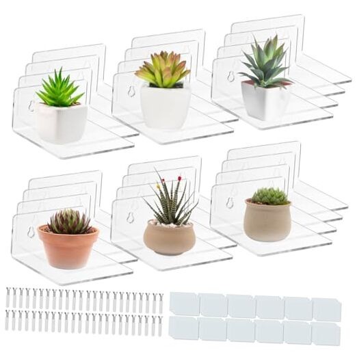 Acrylic Wall Shelves for Storage,Floating Shelf,Acrylic 3.9 Inch 24Pack Clear