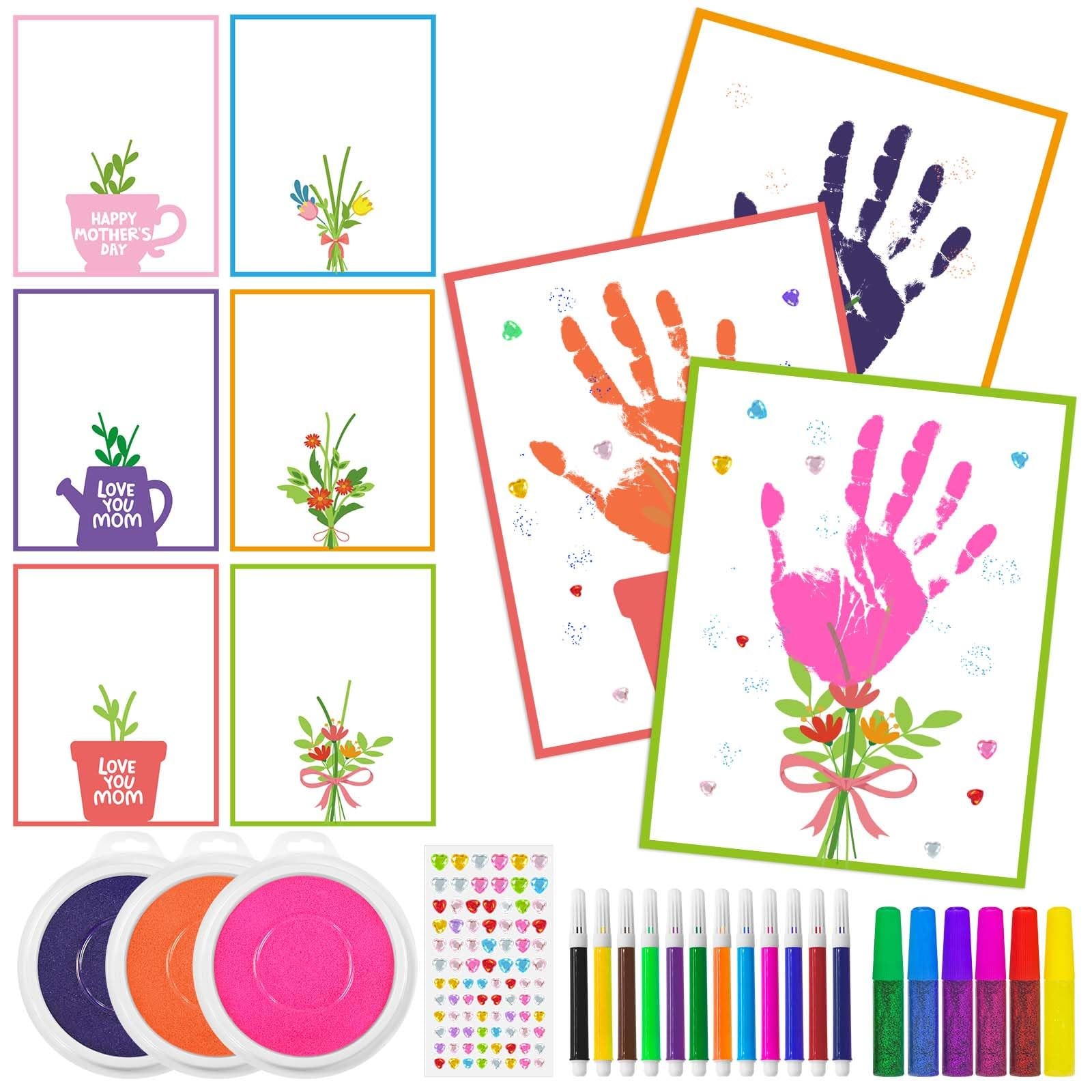 24 Set Mother's Day Handprint Crafts Kits Happy Mother's Day Flower Greeting ...