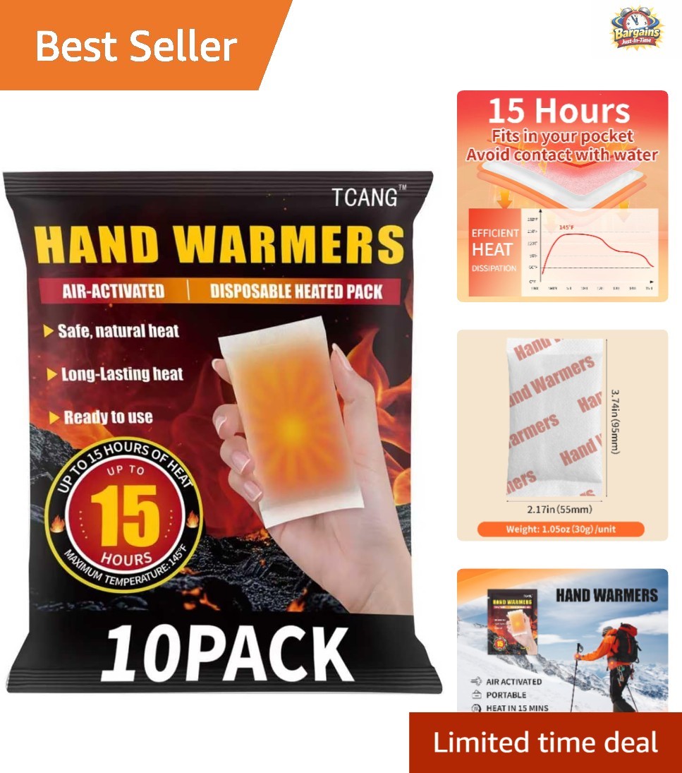 All-Natural 10 Pack Hand Warmers - Portable Heat for Winter Sports & Adventures