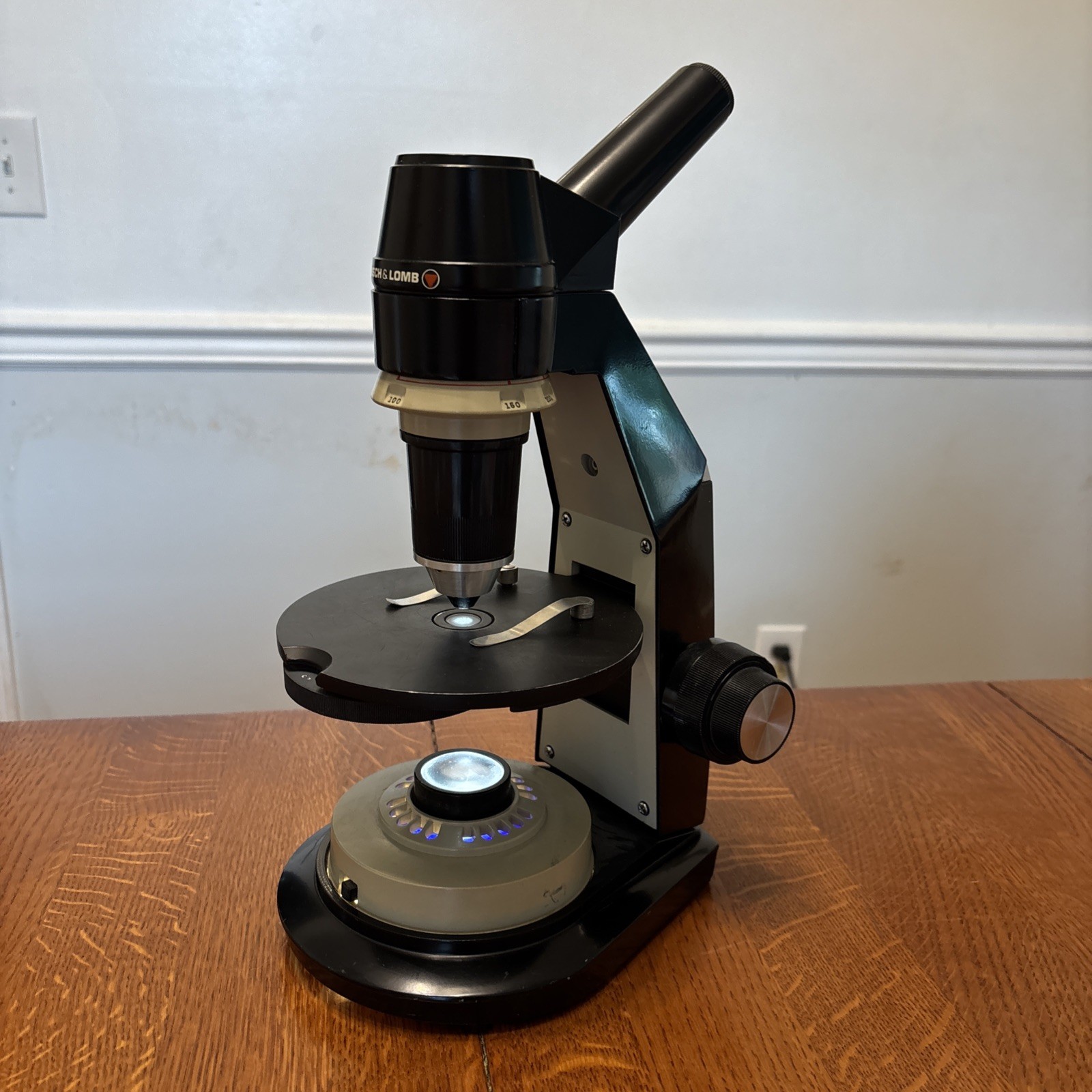Bausch & Lomb Microscope Vintage 100-500x Lighted Working