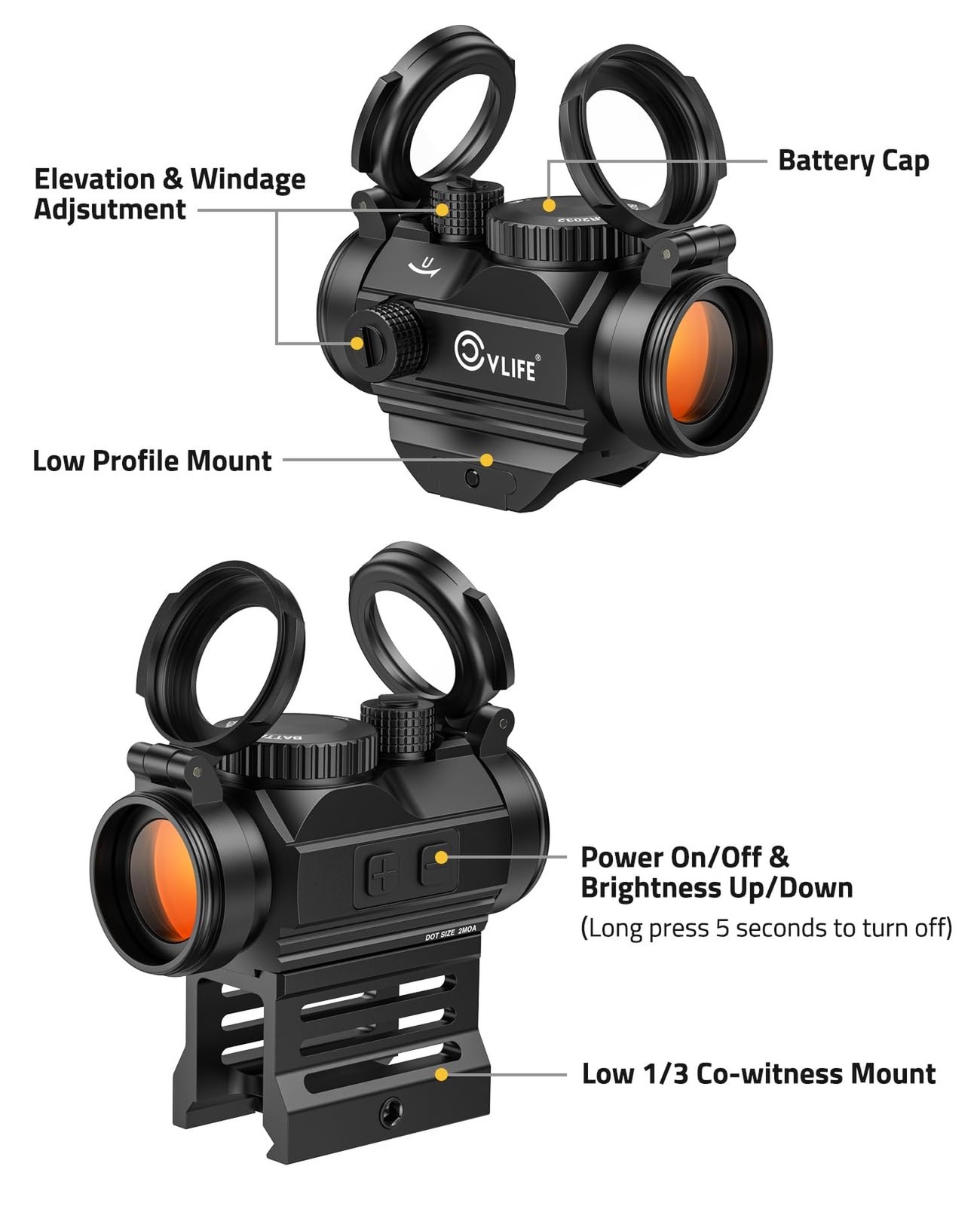 CVLIFE FoxSpook Motion Awake Red Dot Sight, 2 MOA Red Dot Scope Auto On & Off...
