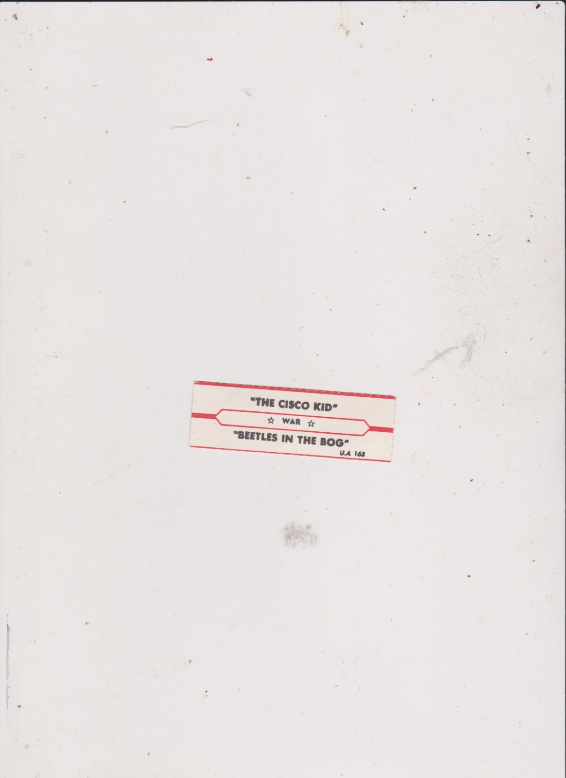 WAR-CISCO KID JUKEBOX TITLE STRIP .FREE SHIPPING IN U S