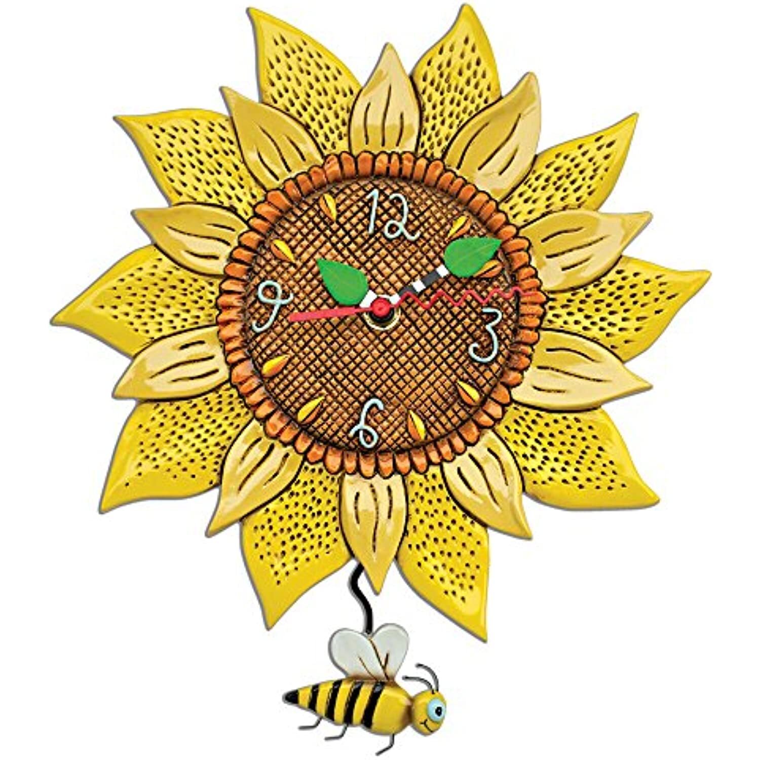 Allen Designs Bee Sunny Sunflower Wall Clock with Bee Pendulum P1712