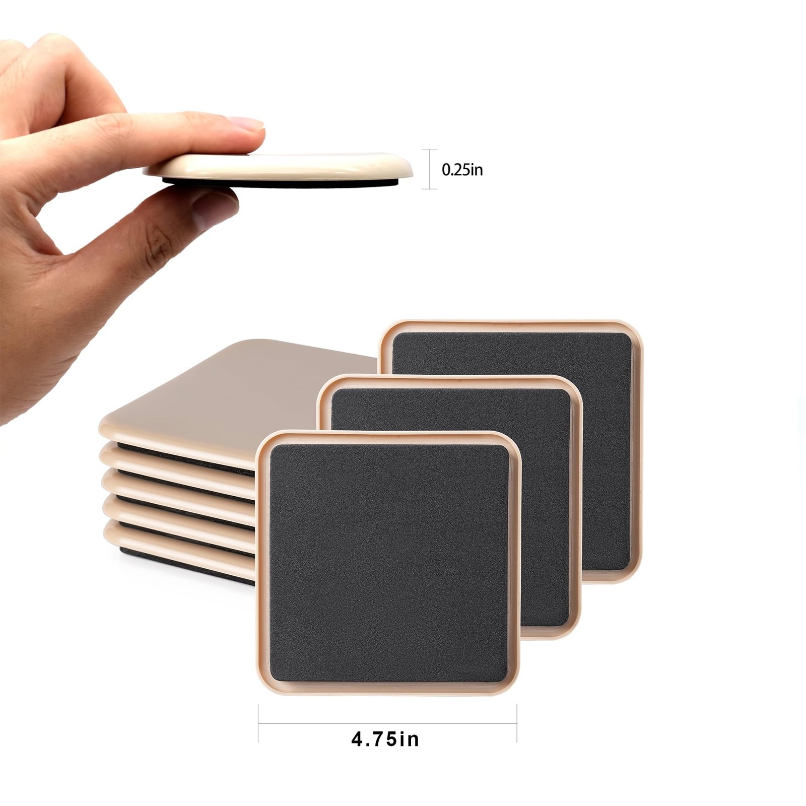 Furniture Sliders, Sliders Pads 4 3/4" Square-8 Pack Coffee, Coffee