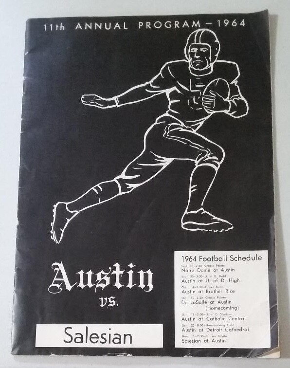 11th Annual Program - 1964 Football Austin vs. Salesan Nov. 1st Grosse Pointe Mi