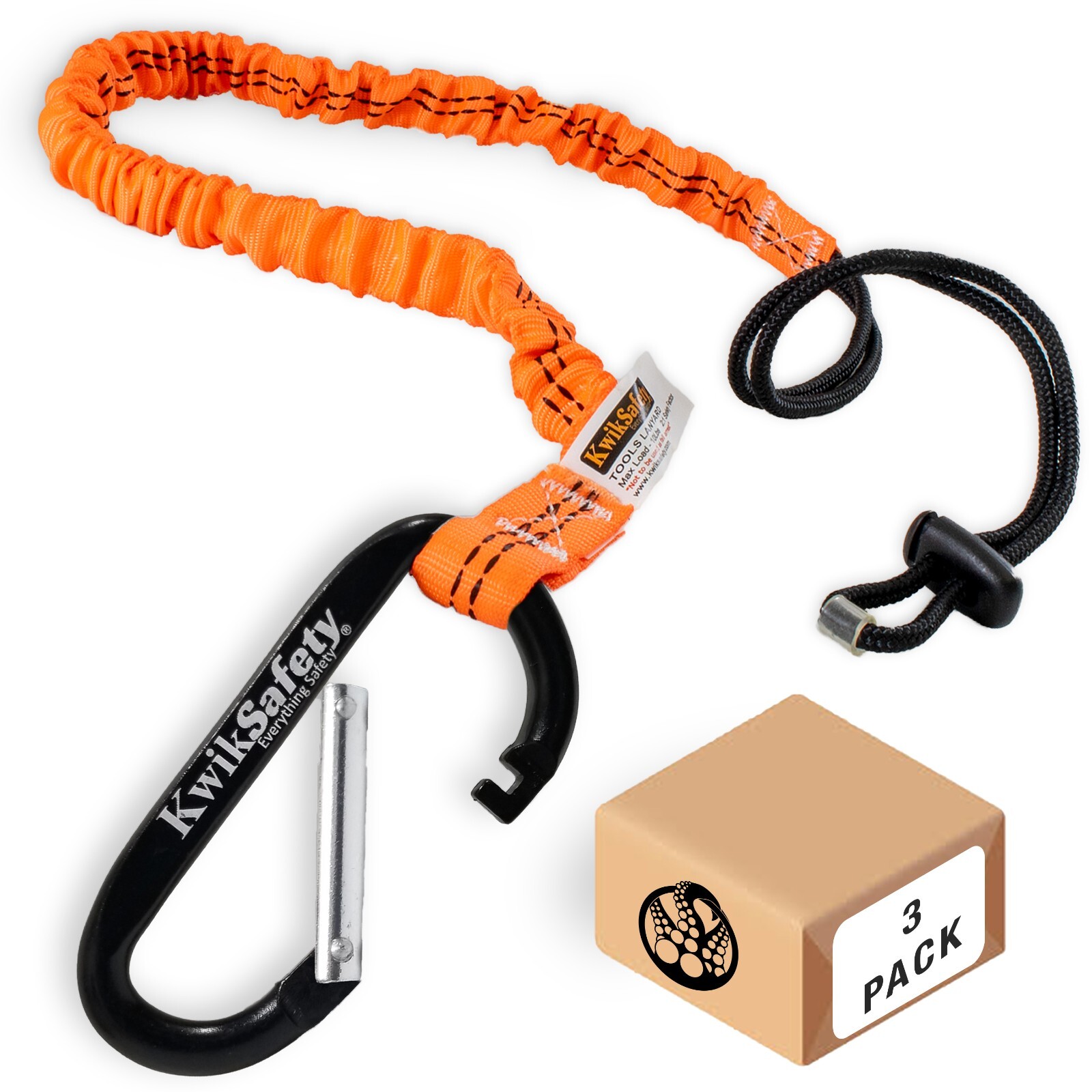 KwikSafety TENTACLE Light Duty Retractable Bungee Tool Lanyard w/ Carabiner Clip