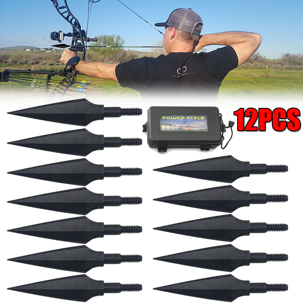 12PCS Carbon Steel Arrowhead Archery Hunting 150 Grain for ID 6.2mm Shaft Arrow
