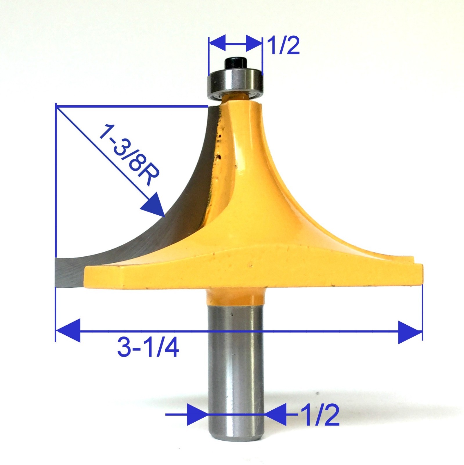 1pc 1/2" Shank 1-3/8" Radius Round Over Router Bit S