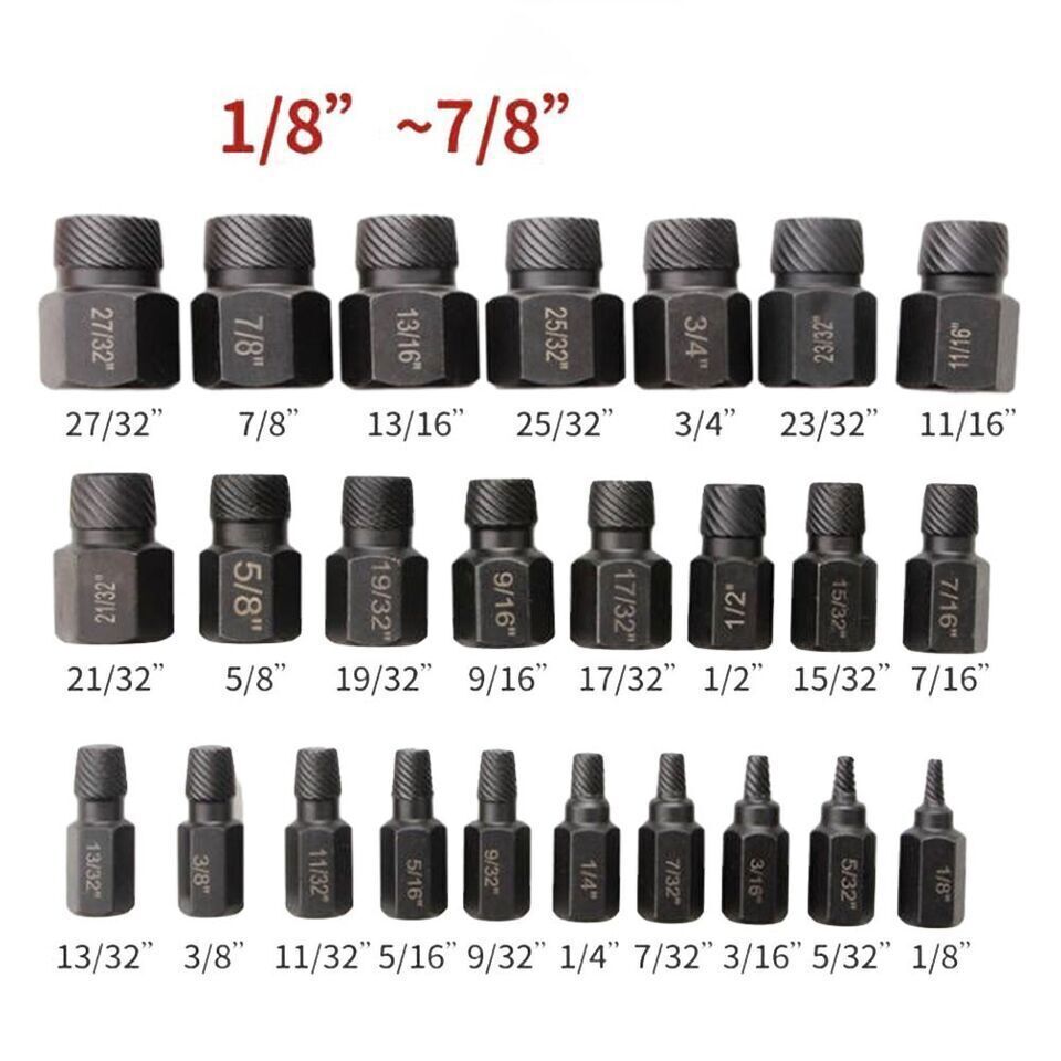 25Pcs Screw Extractor Set Hex Head Multi-Spline Easy Out Bolt Extractor Set NEW