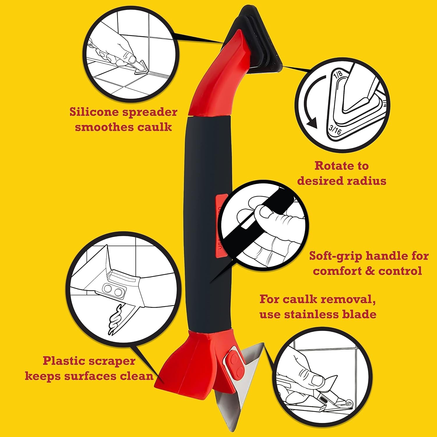 3-in-1 Caulk Tool: Effortlessly Remove, Smooth & Clean Surfaces
