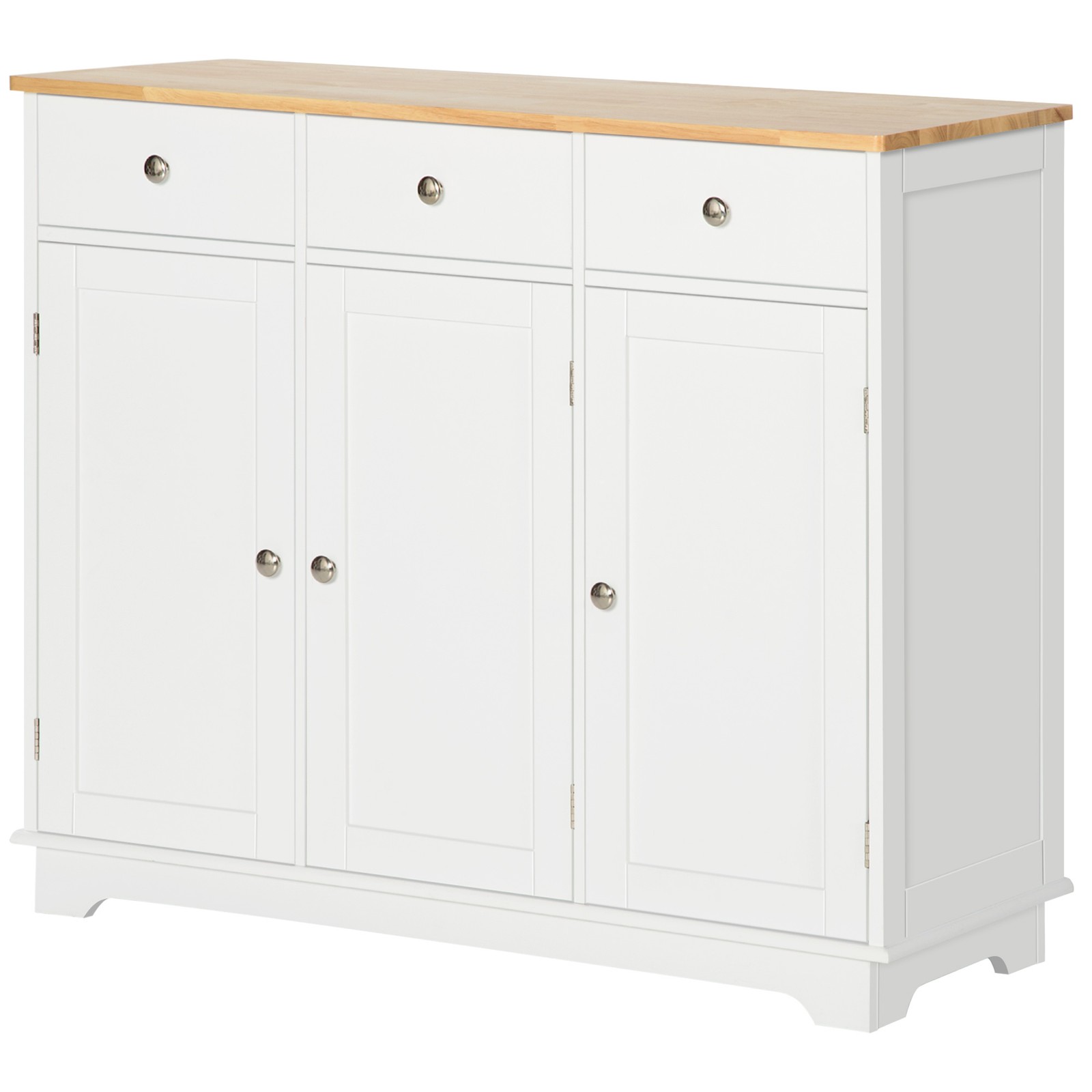 HOMCOM Sideboard with Solid Wood Countertop, Modern Kitchen Storage Cabinet, C