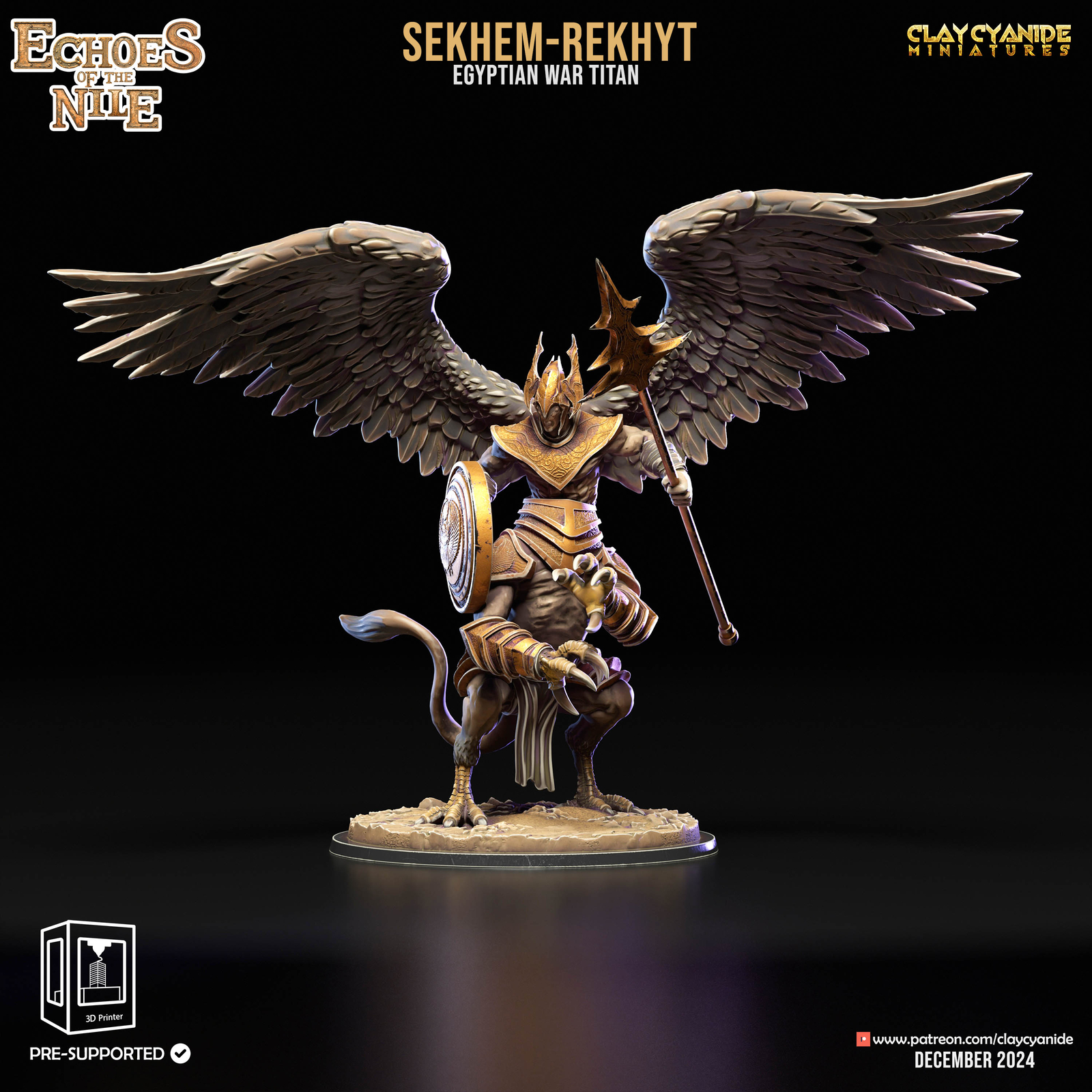 3D Printed Clay Cyanide Sekhem-Rekhyt Egyptian War Titan Echoes of the Nile 28