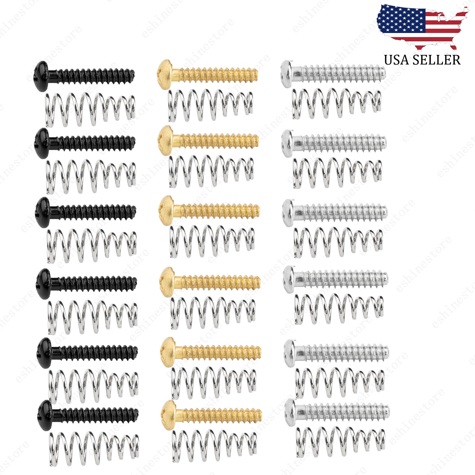 6x Single Coil Pickup Height Adjustment Pan Head Screw & Springs For Strat Tele