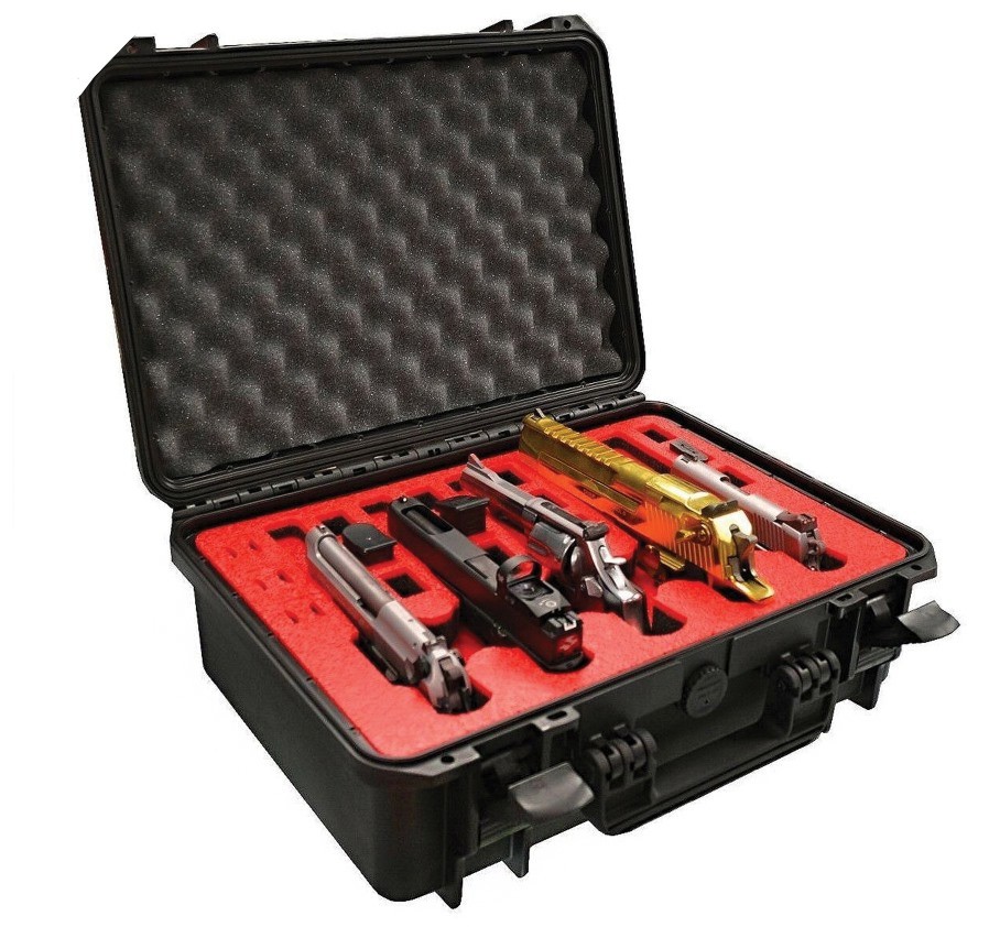 SALE DORO 5 Pistol Carry Case w/RED Topguard Foam Waterproof Carrying Range Case