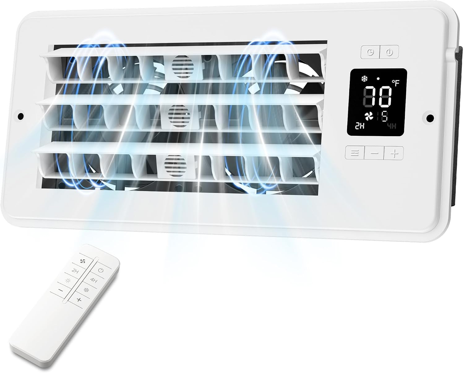 Smart 4"X10" Register Booster Fan, Thermostat, 10 Speeds, Automatic Louver | AC