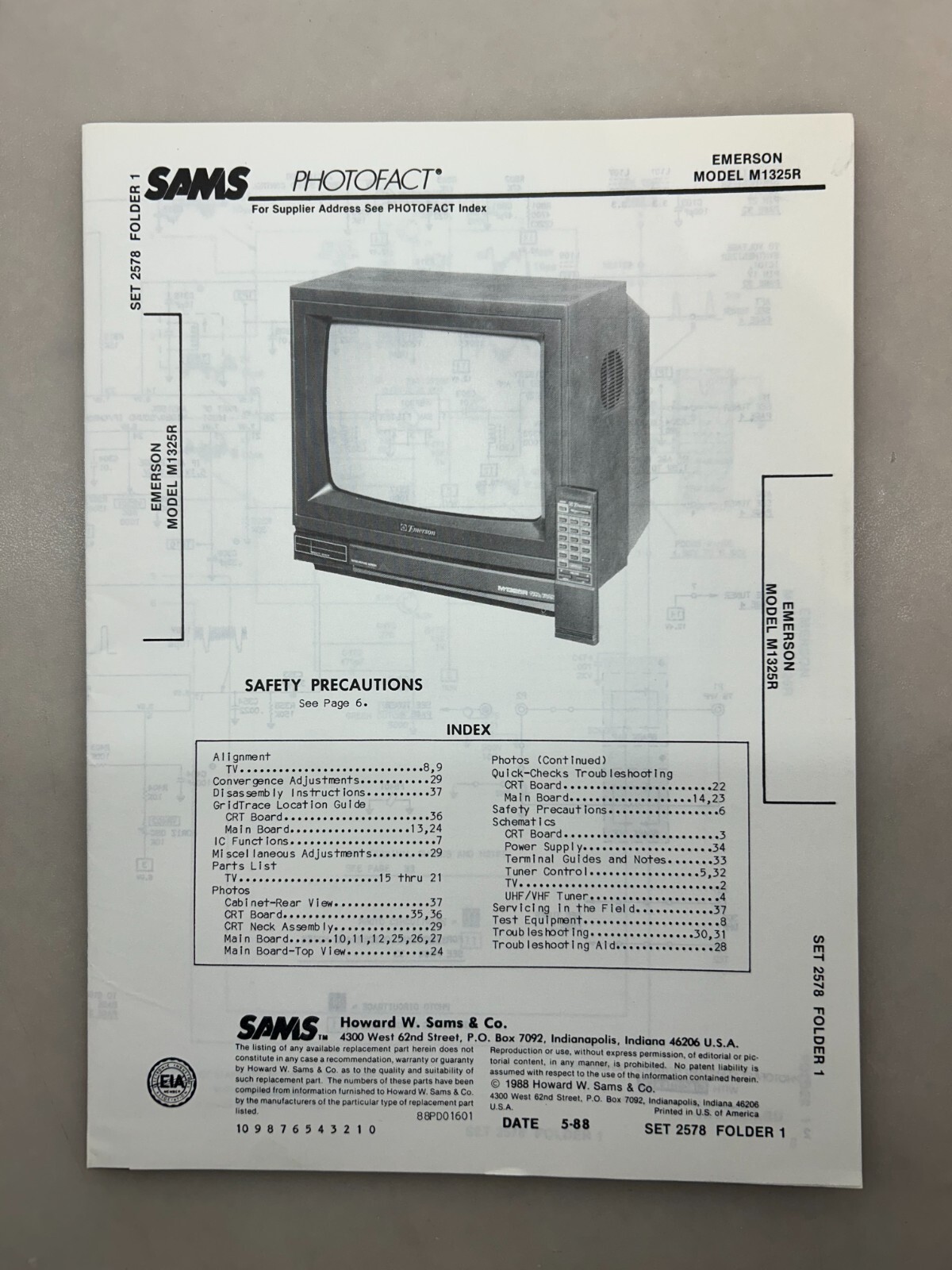 Emerson MS1325R Service Manual Sams Photofact Free Shipping
