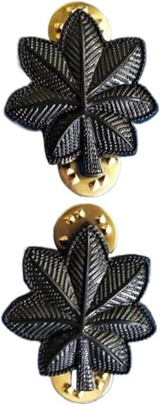 PAIR US ARMY LIEUTENANT COLONEL EPAULETTE DEVICE DOUBLE CLUTCH PIN BADGE BLACK