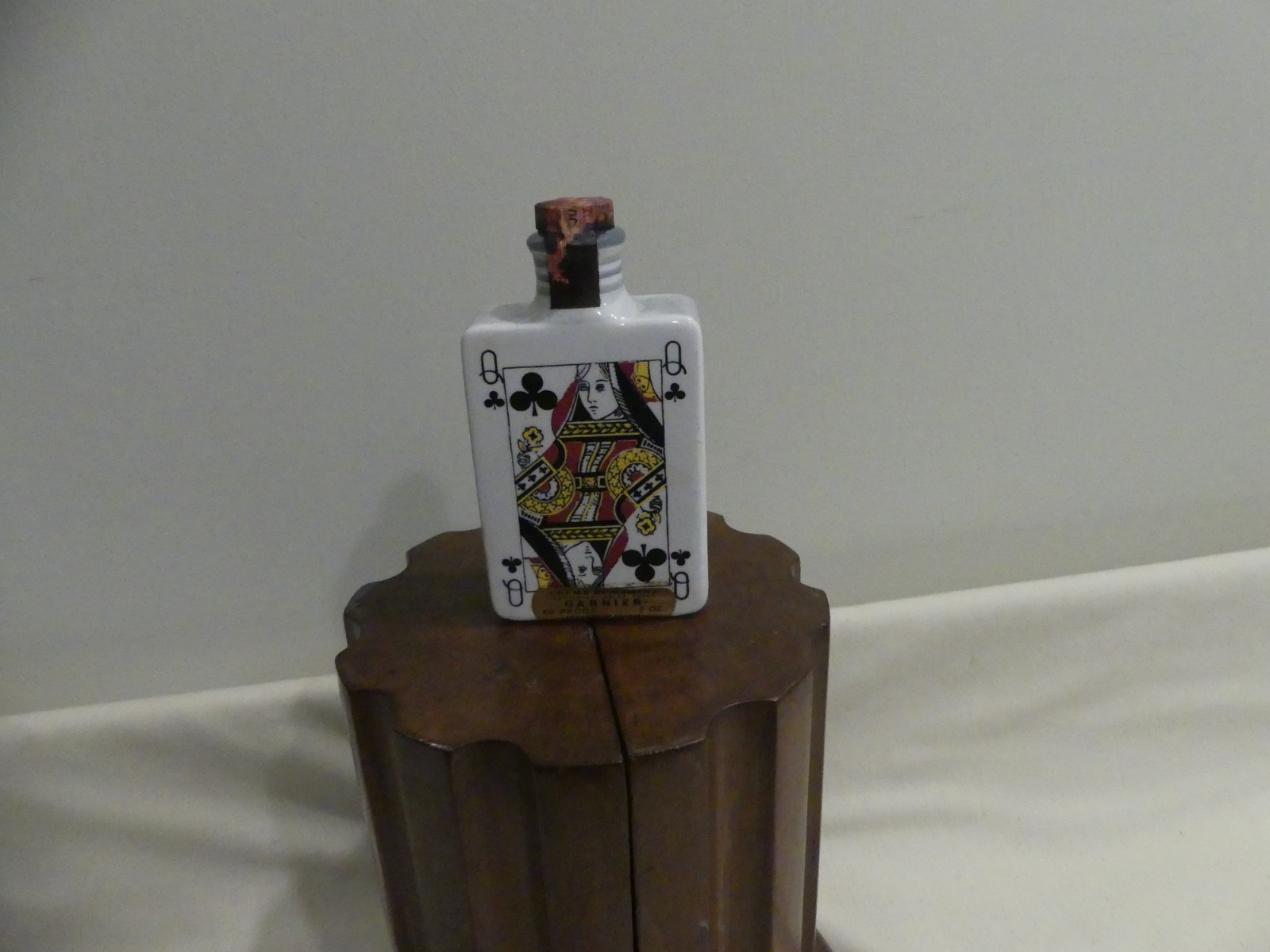 Vintage Queen of Clubs Playing Card Empty Garnier Crème Menthe Bottle - Italy