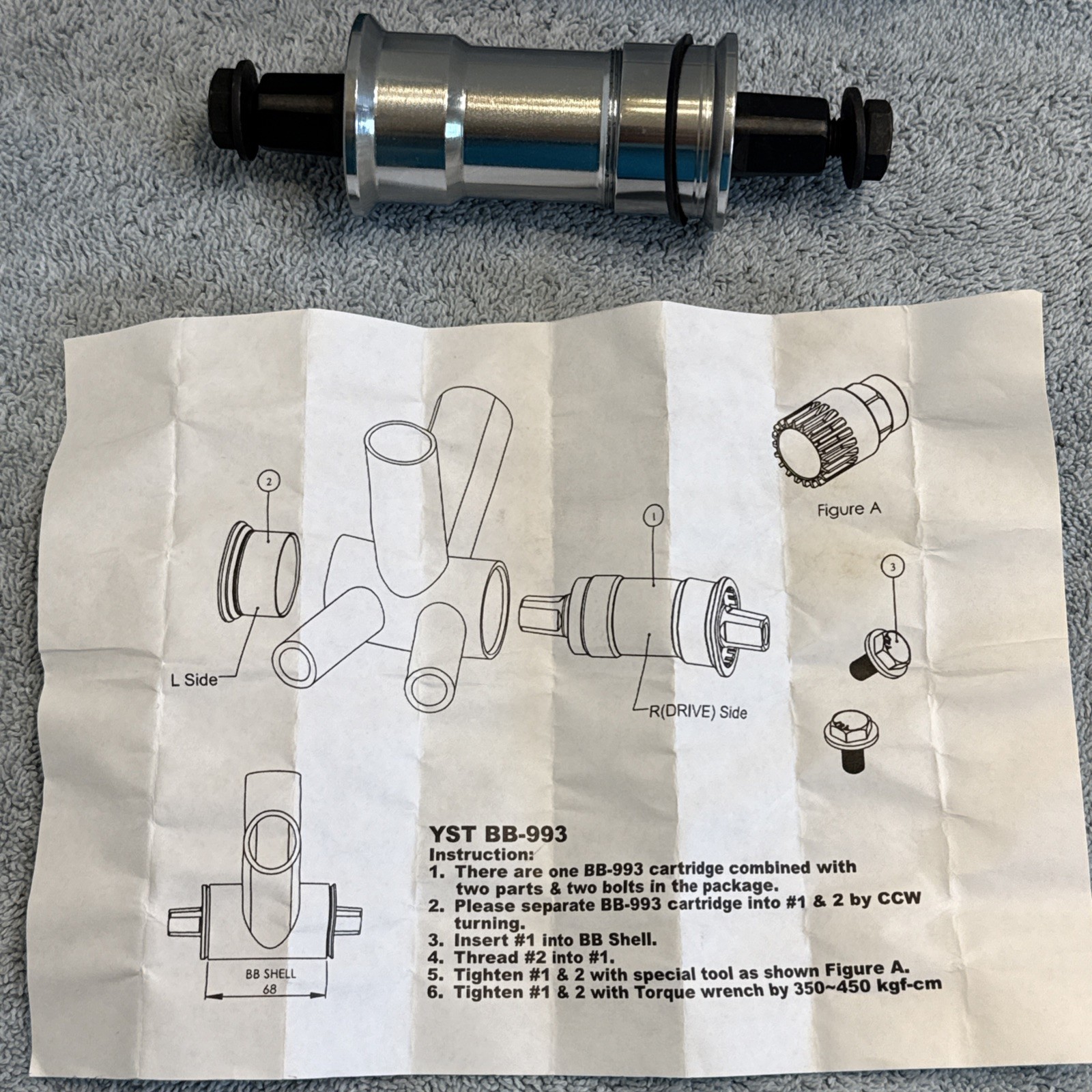 SUNLITE THREADLESS Cartridge BOTTOM BRACKET Sealed 68 x 113mm square taper [ssg]